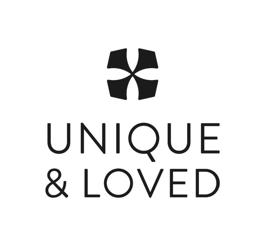 Logo Unique and loved black type on white background